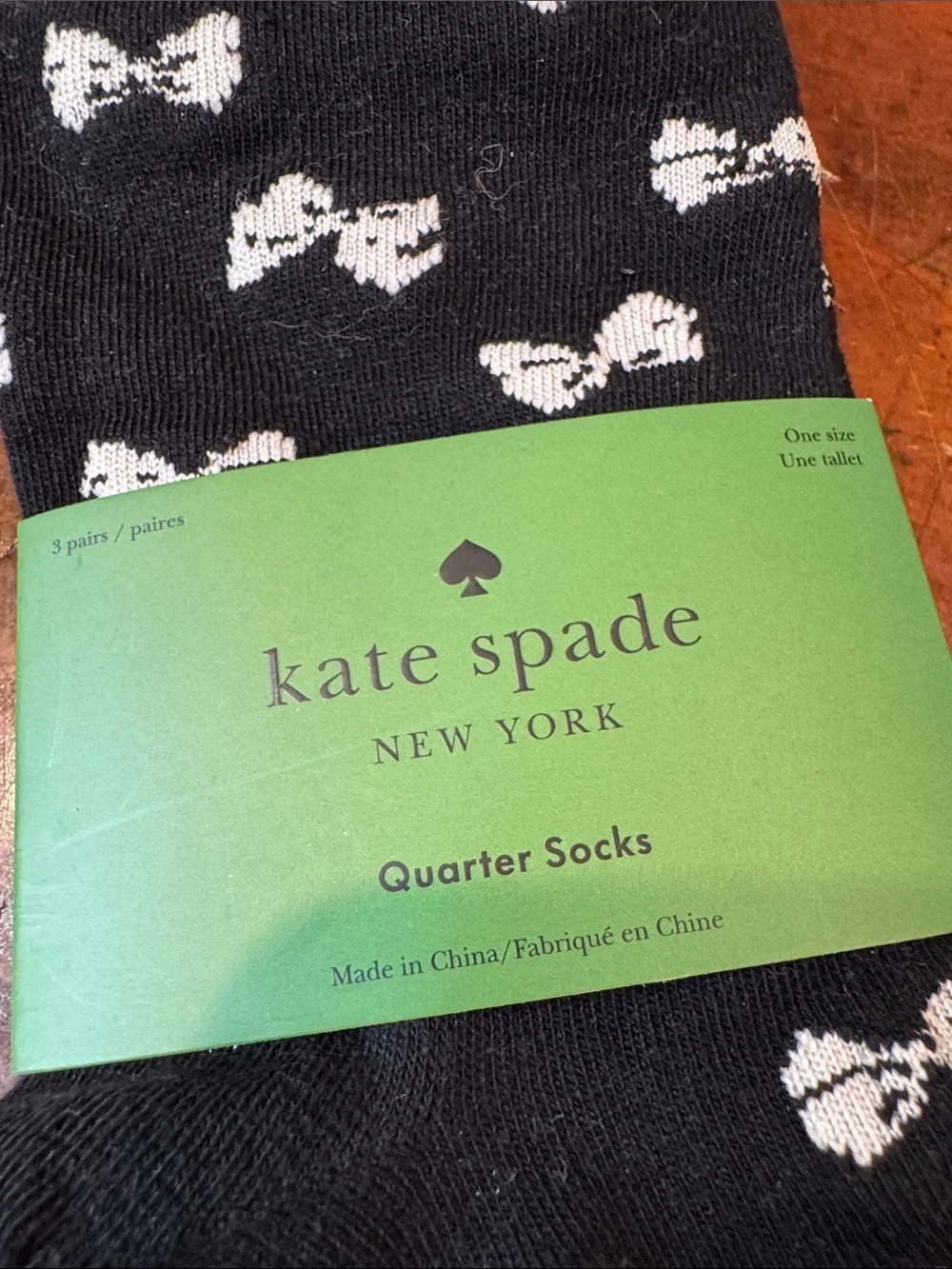 kate spade Women's Black & White Bow Quarter Socks - 3 Pack